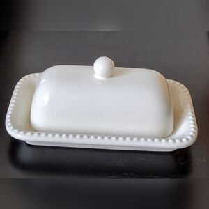Pottery Barn Elegant Cream Butter Dish